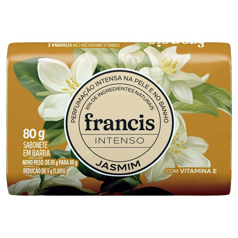 Sabonete Barra Jasmim Francis Intenso Envoltório 80g