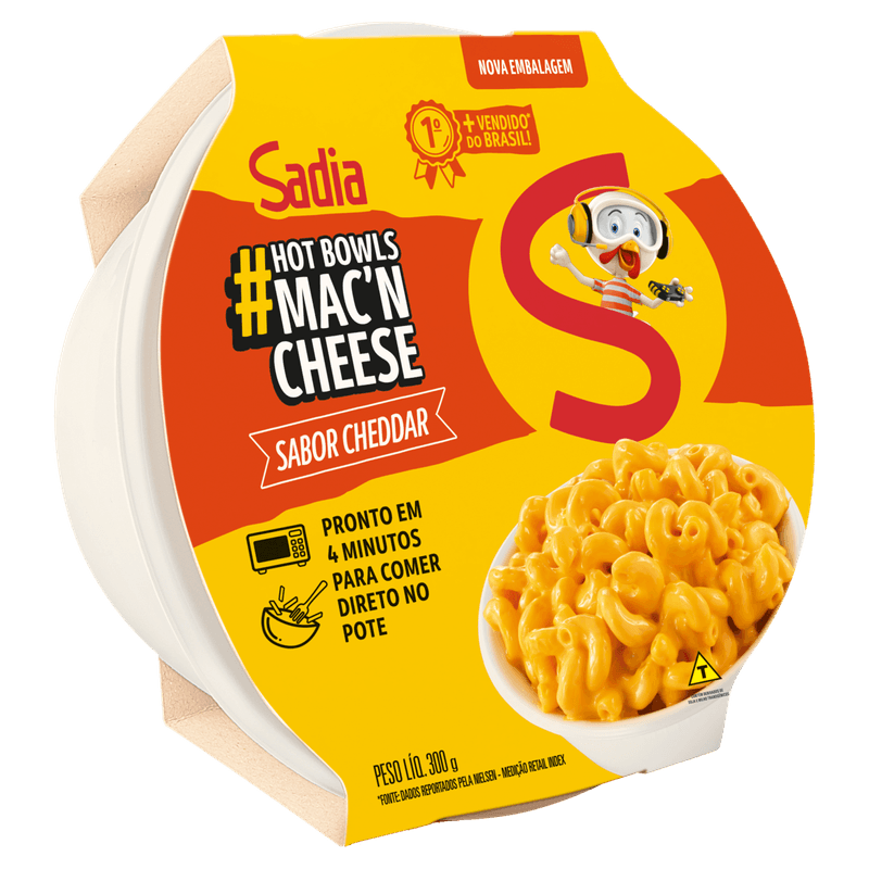 Mac'n Cheese Cheddar Sadia Hot Bowls Pote 300g