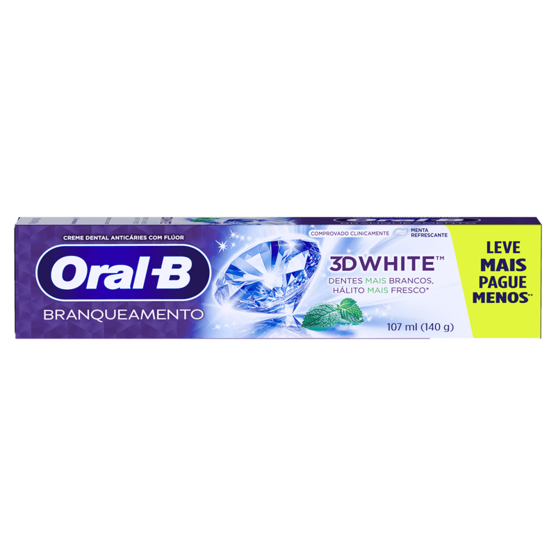 Creme Dental Oral-B 3D White Branqueamento Leve + Pague - 140g