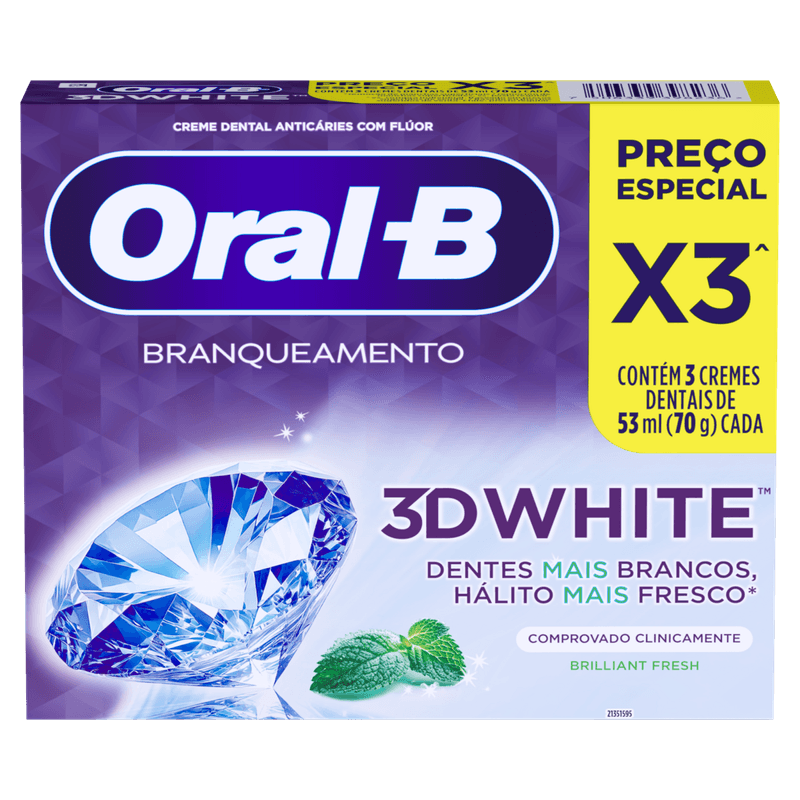 Creme Dental Oral -B 3D White Leve + Pague - 210g