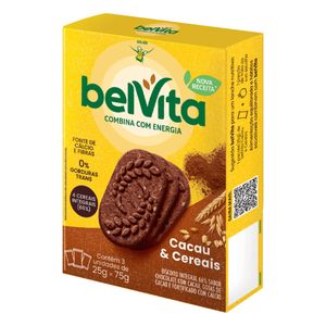 Biscoito Integral Cacau & Cereais Belvita Caixa 75g 3 Unidades