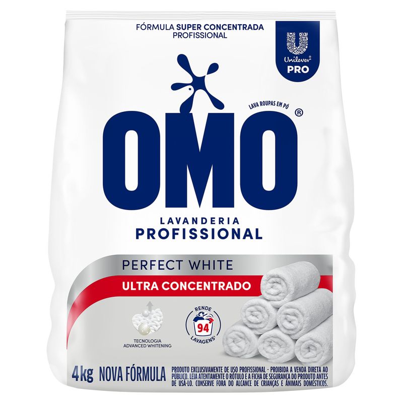 Lava-Roupas Pó Ultraconcentrado Lavanderia Omo Perfect White Profissional Pacote 4kg