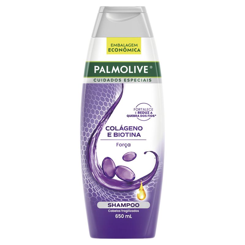 Shampoo Palmolive Cuidados Especiais Colágeno e Biotina Frasco 650ml Embalagem Econômica