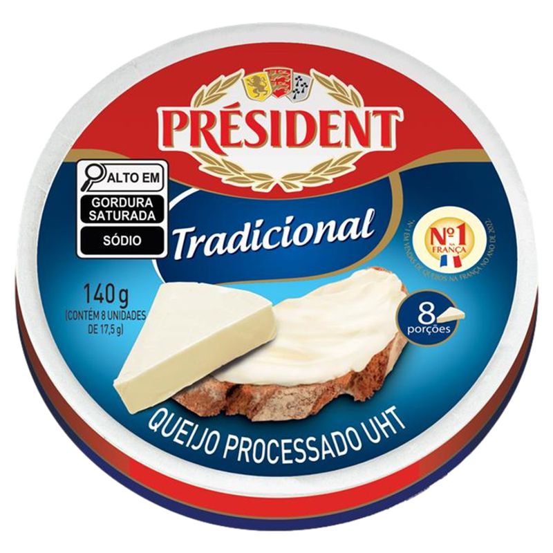 Queijo Processado UHT Tradicional Président 140g 8 Unidades