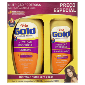 Kit Shampoo 300ml + Condicionador 200ml Niely Gold Nutrição Poderosa