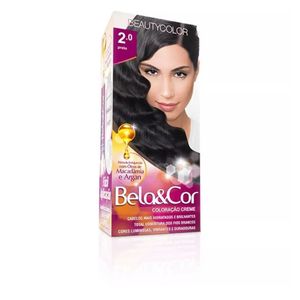 Kit Coloração Creme 2.0 Preto Beautycolor Bela&Cor