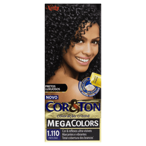 Kit Coloração Creme 1.110 Preto Ônix Niely Cor&Ton Mega Colors