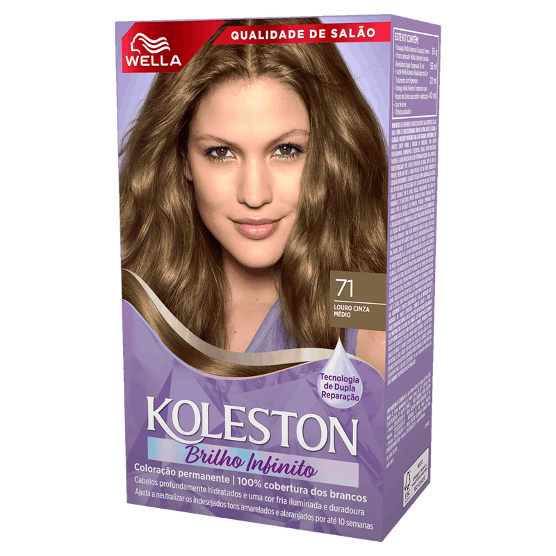 Kit Coloração Creme 71 Louro Cinza Médio Wella Koleston