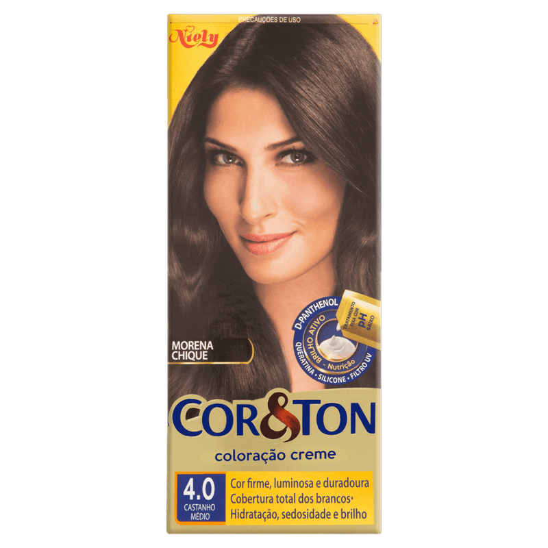 Kit Coloração Creme 4 0 Castanho Médio Niely Cor&Ton