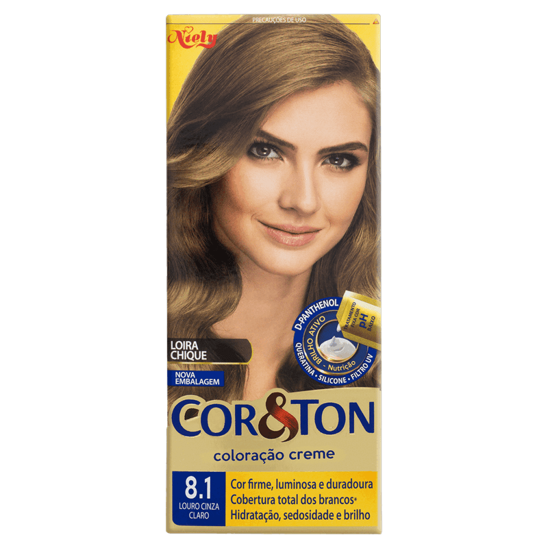 Kit Coloração Creme 8 1 Louro Cinza Claro Niely Cor&Ton