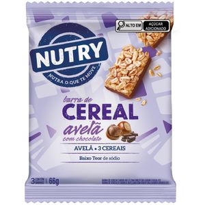 Barra de Cereal Nutry Avelã com Chocolate  PE 3un