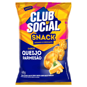 Snack Assado Crocante Queijo Parmesão Club Social Pacote 68g