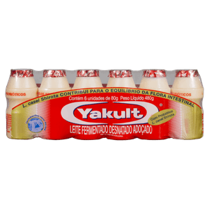 Pack Leite Fermentado Desnatado Yakult Frasco 480g 6 Unidades