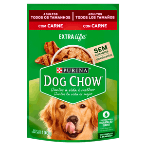 Alimento para Cães Adultos Carne Purina Dog Chow Extra Life Sachê 100g