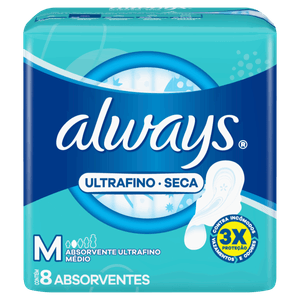 Absorvente com Abas Dia Ultrafino Seca Always Pacote 8 Unidades