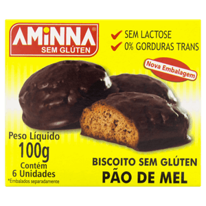 Pão de Mel sem Glúten Zero Lactose Aminna Caixa 100g