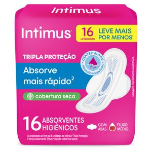 Absorvente com Abas Seca Intimus Tripla Proteção Pacote Leve 16 Pague 14 Unidades