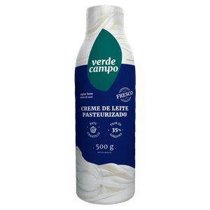 Creme de Leite Pasteurizado Bate Chantilly Verde Campo Garrafa 500g