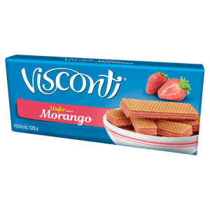 Biscoito Wafer Recheio Morango Visconti Pacote 120g