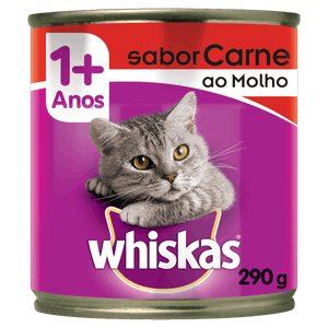 Alimento para Gatos Adultos 1+ Carne ao Molho Whiskas Lata 290g