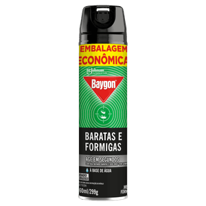 Inseticida Aerossol Mata Baratas e Formigas Base Agua Baygon Frasco 360ml Embalagem Econômica