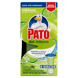 Detergente Sanitário Gel Adesivo Citrus Pato 38g Refil