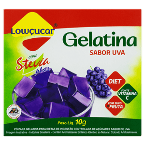 Gelatina Pó com Stevia Uva Zero Açúcar Lowçucar Plus Caixa 10g