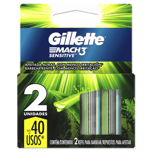 Carga de Aparelho para Barbear Gillette Mach3 Sensitive 2 Unidades