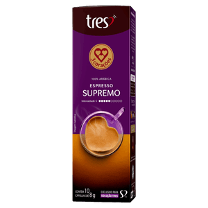 Café em Cápsula Torrado e Moído Espresso Supremo Tres Caixa 80g 10 Unidades