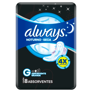 Absorvente com Abas Seca Always Noites Tranquilas Noturno Longo Pacote Leve 8 Pague 7 Unidades