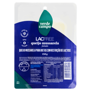 Queijo Mussarela Fatiado Zero Lactose Verde Campo Lacfree 150g