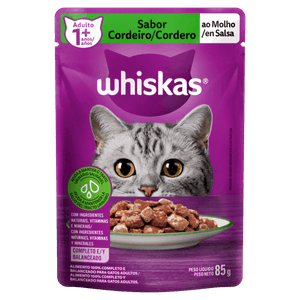 Alimento para Gatos Adultos 1+ Cordeiro ao Molho Whiskas Sachê 85g