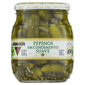 Pepino em Condimento Suave Hemmer Vidro 300g