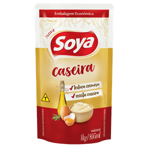 Maionese Caseira Soya Sachê 1kg Embalagem Econômica