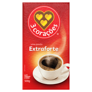 Café Torrado e Moído a Vácuo Extraforte 3 Corações Pacote 500g