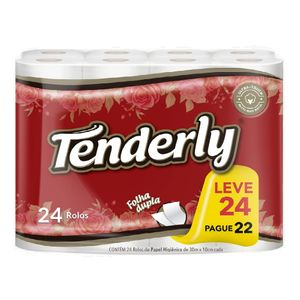 Papel Higiênico Folha Dupla Neutro Tenderly 30m Pacote Leve 24 Pague 22 Unidades