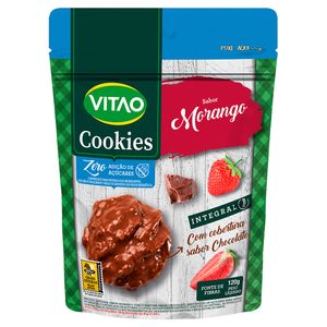 Biscoito Cookie Integral Morango Cobertura Chocolate Vitao Pacote 120g