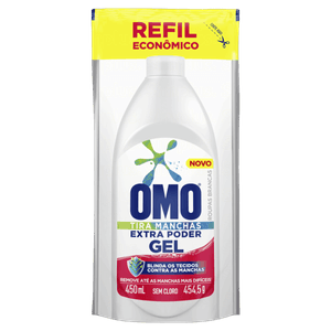 Tira-Manchas Gel Roupas Brancas Omo Sachê 450ml Refil Econômico