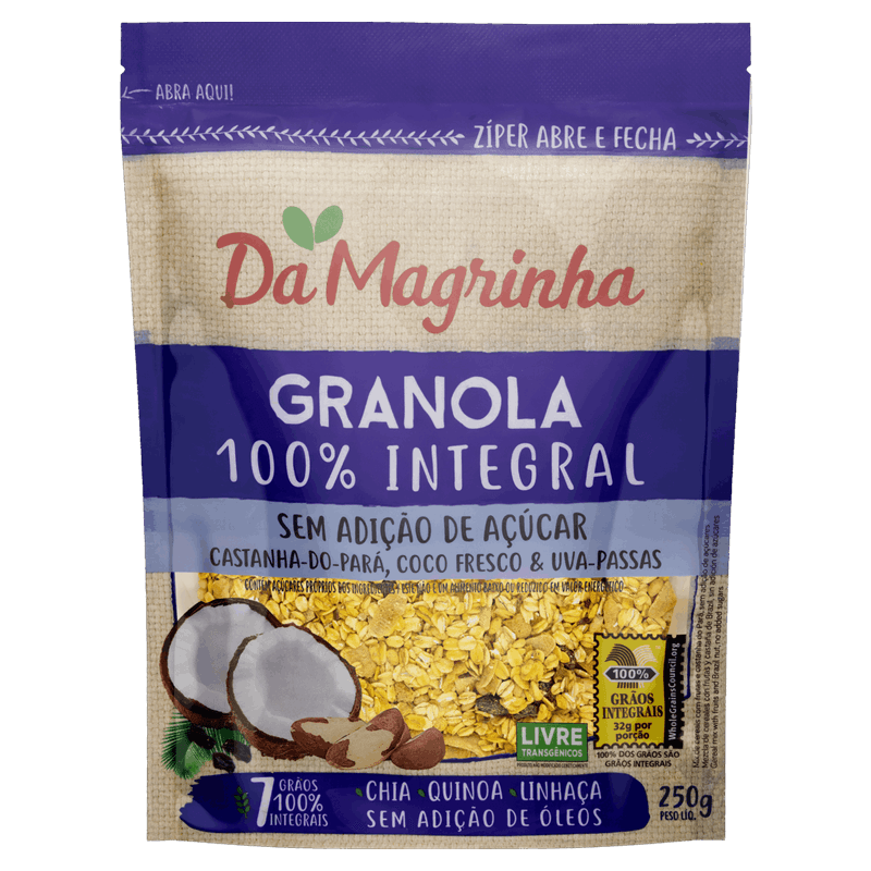 Granola-Castanha-do-Para-Coco-Fresco---Uvas-Passas-Da-Magrinha-7-Graos-Pouch-250g