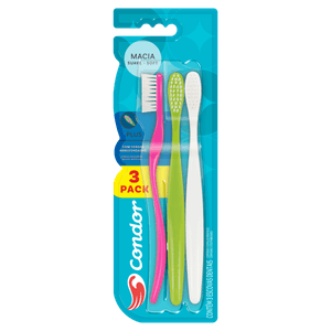 Escova Dental Macia Condor Plus Cabeça M Leve 3 Pague 2 Unidades