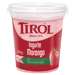 Iogurte Integral Morango Tirol Pote 500g