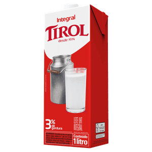 Leite UHT Integral Tirol Caixa com Tampa 1l