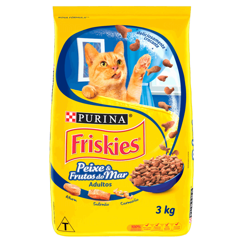 Alimento-para-Gatos-Adultos-Peixe---Frutos-do-Mar-Purina-Friskies-Pacote-3kg