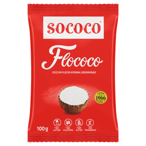 Coco Ralado Desidratado em Flocos Sococo Flococo Pacote 100g