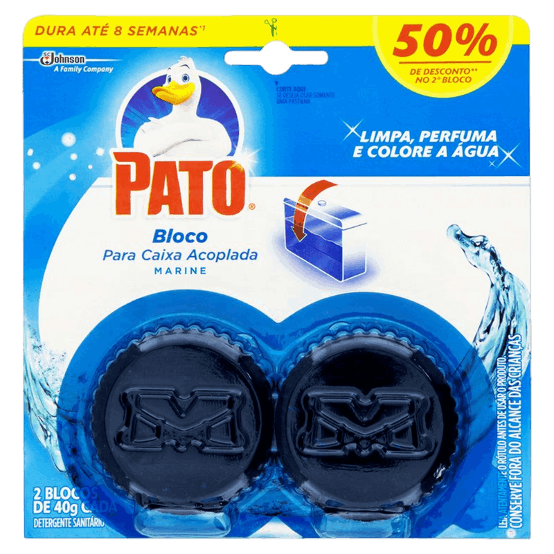 Detergente-Sanitario-Bloco-para-Caixa-Acoplada-Marine-Pato-40g-Cada-2-Unidades-Gratis-50--de-Desconto-no-2°-Bloco