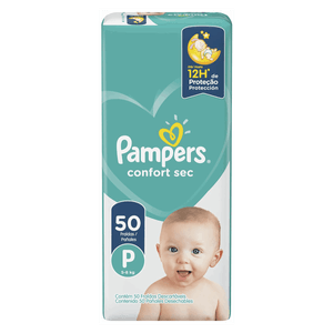 Fralda Descartável Infantil Pampers Confort Sec P Pacote 50 Unidades