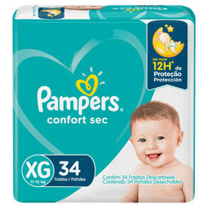 Fralda Descartável Infantil Pampers Confort Sec XG Pacote 34 Unidades