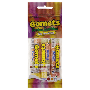 Pack Bala de Goma Americana Frutas Sortidas Dori Gomets Pacote 96g 3 Unidades