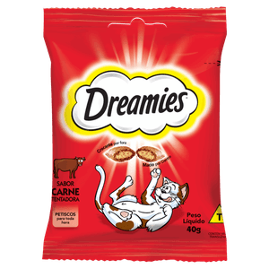 Petisco para Gatos Adultos Carne Dreamies Pacote 40g