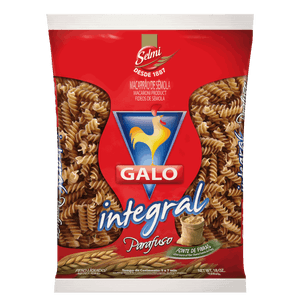 Macarrão de Sêmola Integral Parafuso Galo Pacote 500g